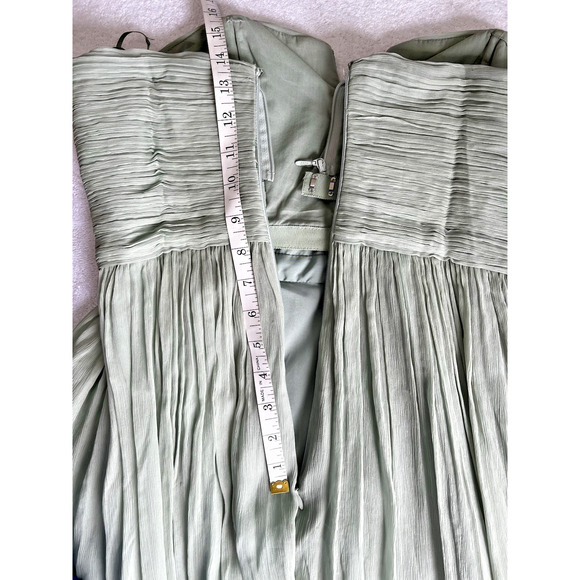 J Crew Cocktail Bridesmaids Sage green Chiffon Sweetheart Romantic Maxi Dress-8 - Picture 9 of 11